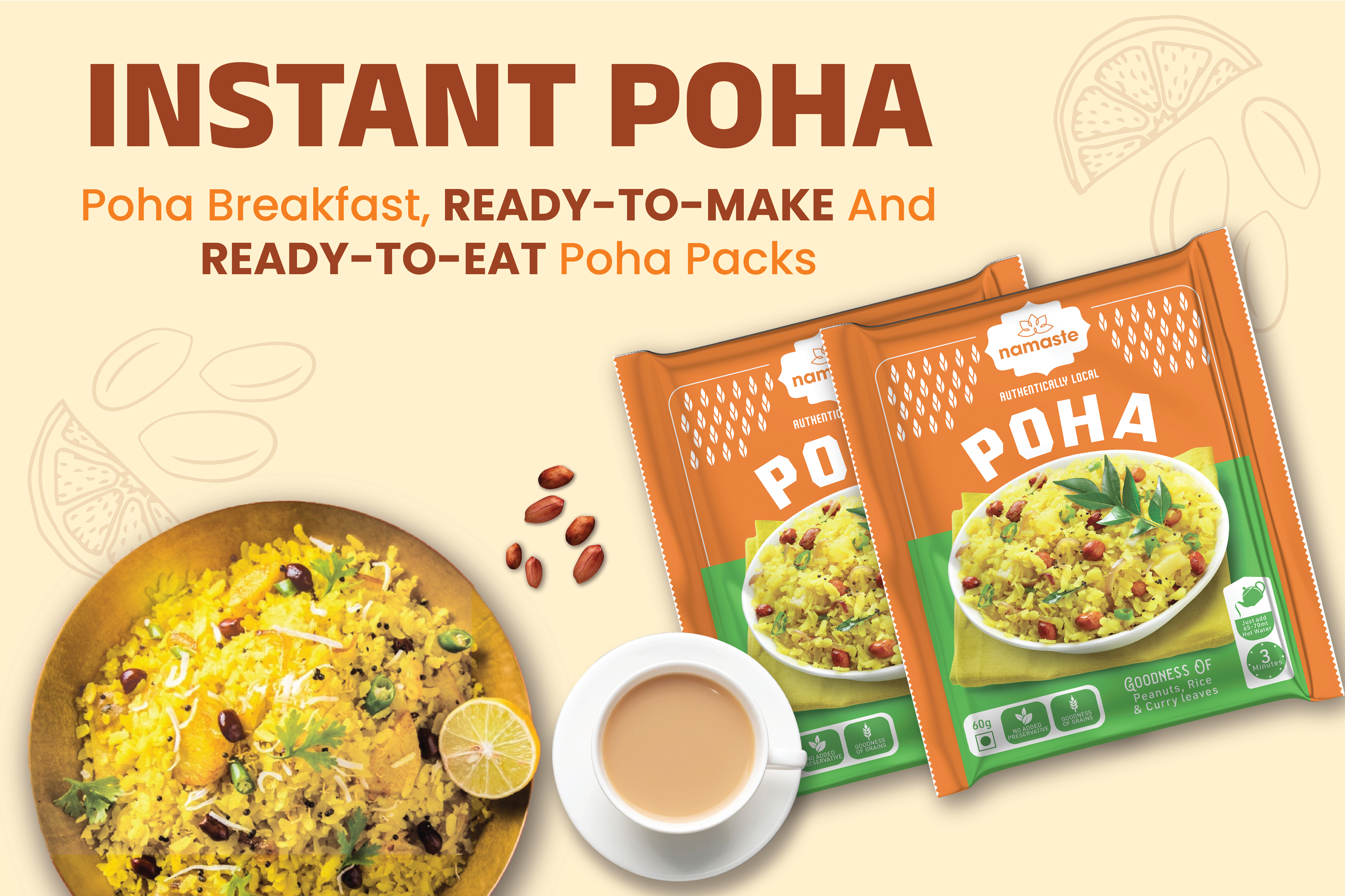 Poha Breakfast, Ready-to-Make and Ready-to-Eat Poha Packs